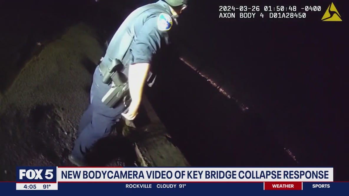 Baltimore Key Bridge collapse: bodycam video shows survivor's rescue